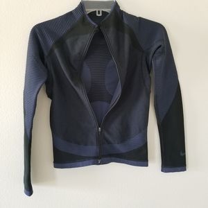 Nike Dri-Fit Compression Long Sleeve Navy Ribbed